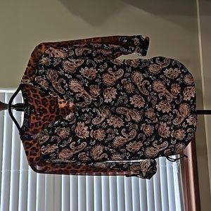 Mixed Print Pullover Blouse